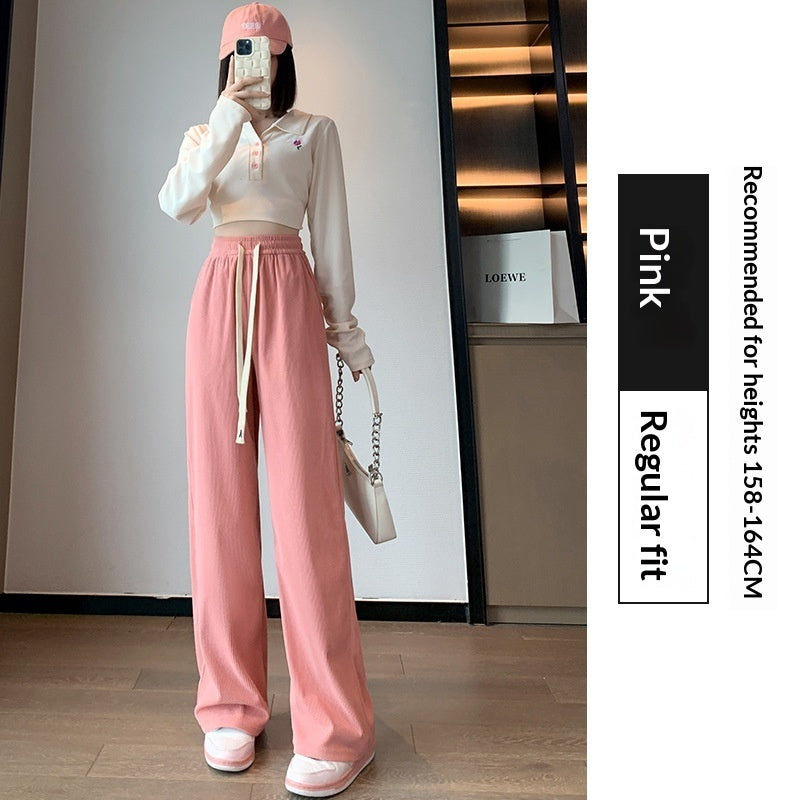 High-waisted Straight-leg Drapey Knit Lounge Pants