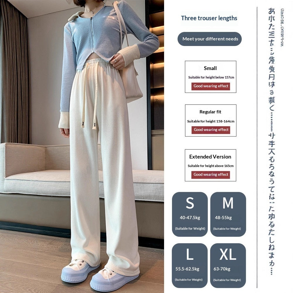 High-waisted Straight-leg Drapey Knit Lounge Pants