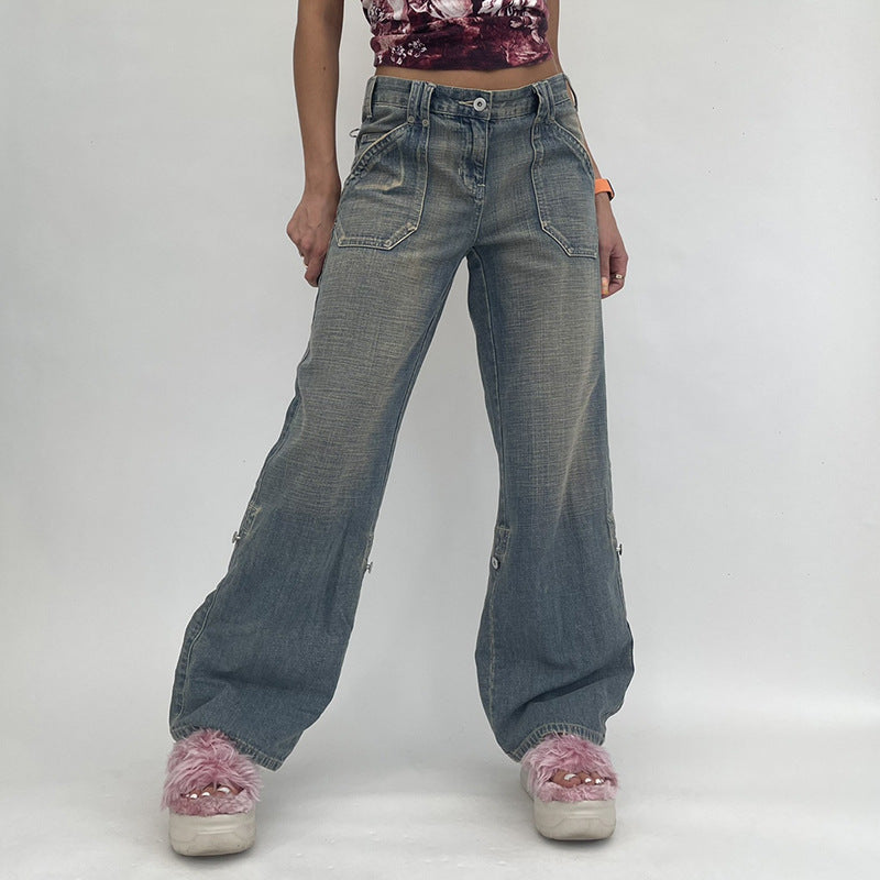 Vintage Blue High-rise Loose Straight-leg Jeans