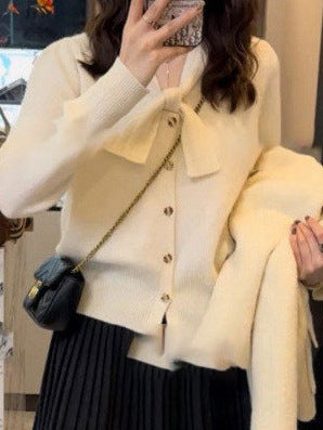 French-style Luxe Lace-up Sweater For Women