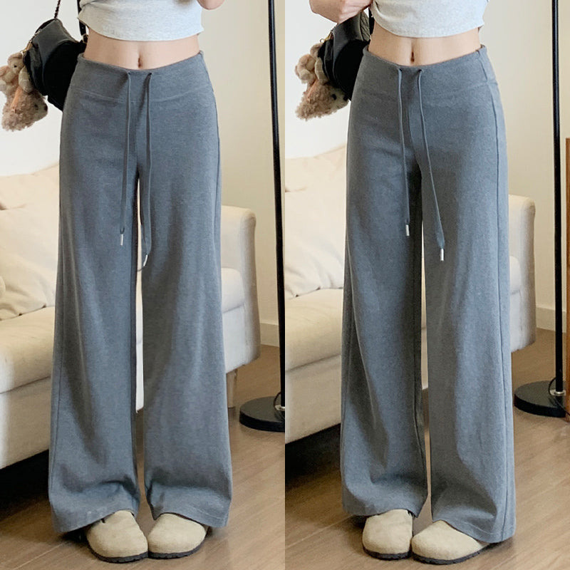 Straight Sports Pants Female High Waist Drooping