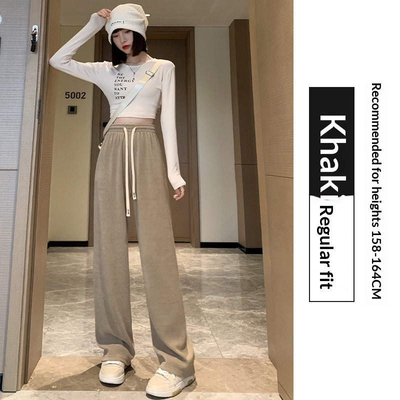 High-waisted Straight-leg Drapey Knit Lounge Pants