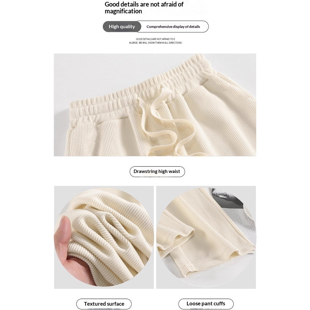 High-waisted Straight-leg Drapey Knit Lounge Pants