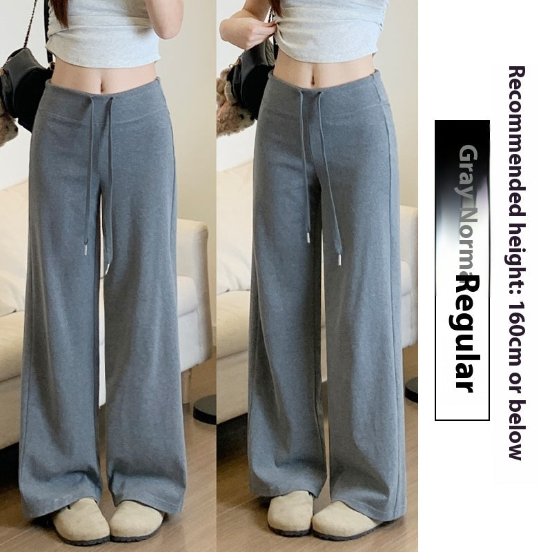 Straight Sports Pants Female High Waist Drooping