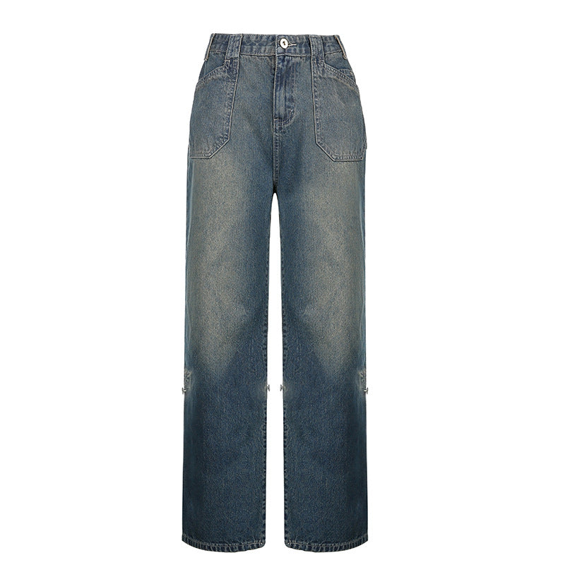 Vintage Blue High-rise Loose Straight-leg Jeans