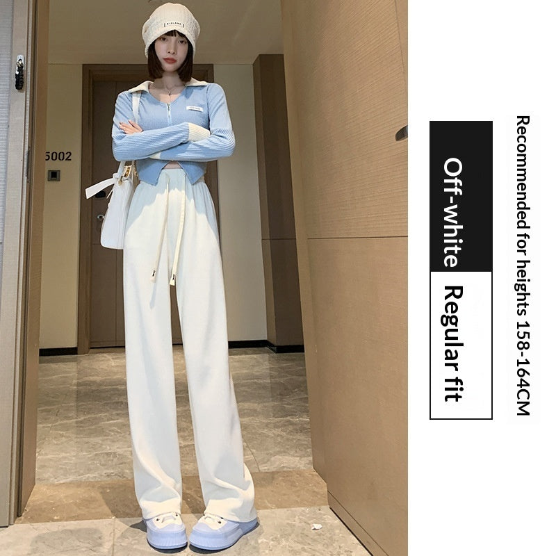 High-waisted Straight-leg Drapey Knit Lounge Pants