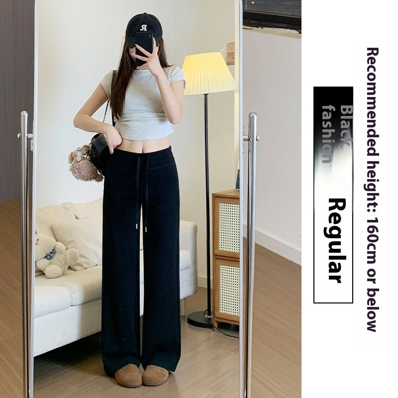 Straight Sports Pants Female High Waist Drooping
