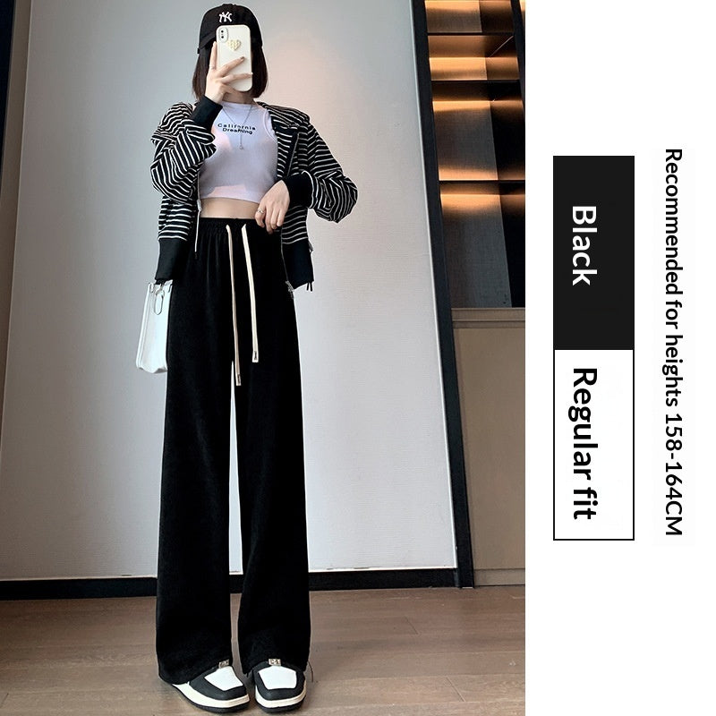 High-waisted Straight-leg Drapey Knit Lounge Pants